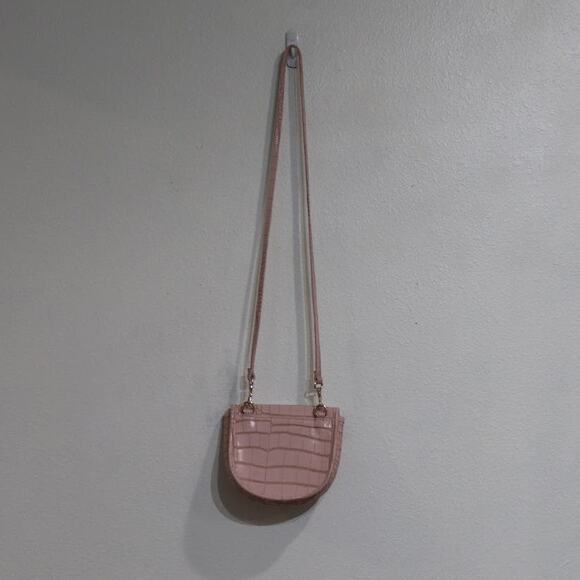 L’Academie Blush Pink Tavi Mini Croc-Embossed Leather CrossBody Bag - Picture 9 of 11